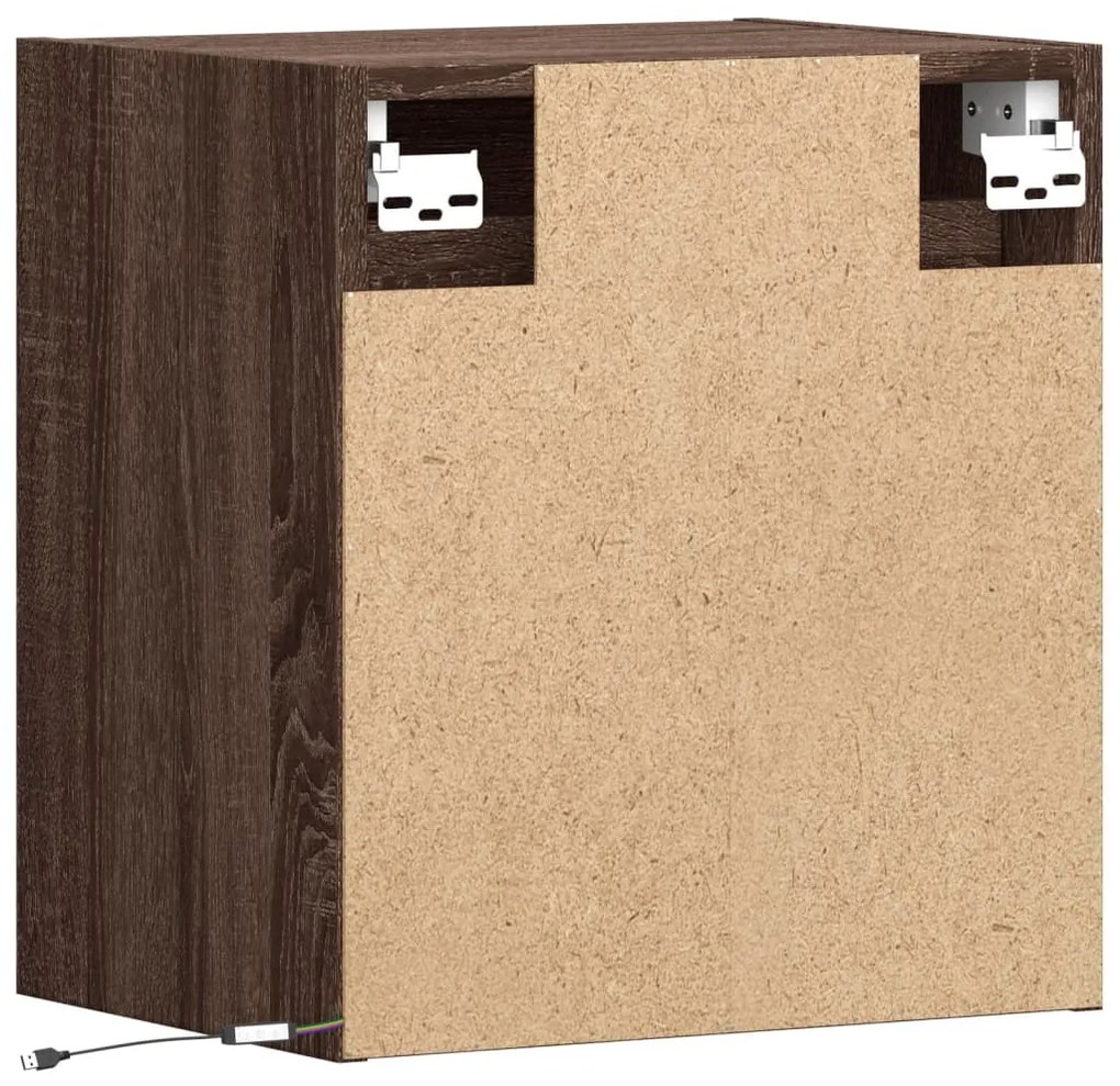 2 db barna tölgyszínű fali TV-szekrény LED-del 41 x 31 x 45 cm