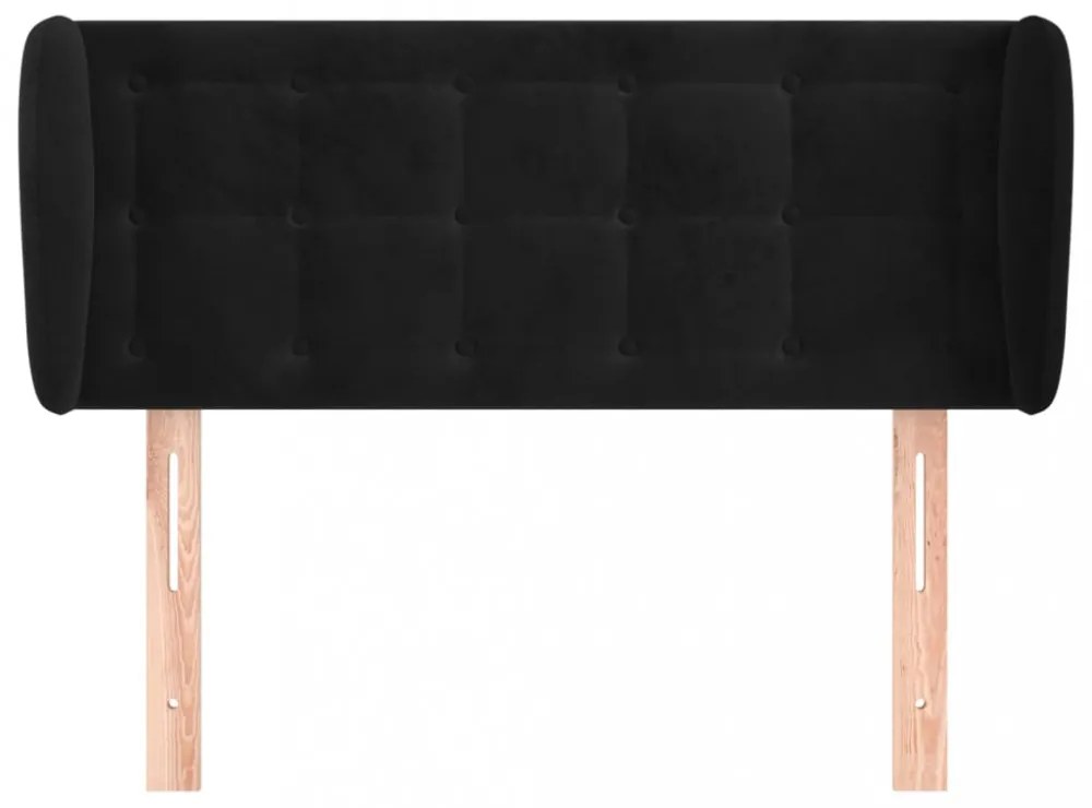fekete bársony fejtámla szárnyakkal 83x23x78/88 cm