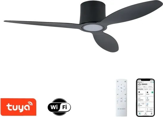 ZEVENTI - LED mennyezeti ventilátor VENTORA LED/24W/230V Wi-Fi Tuya fekete + távirányító