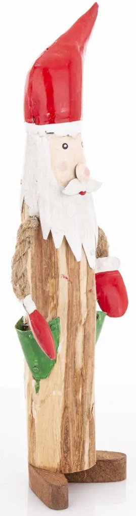 Mikulás figura fa, többszínű fém 31x12x5cm