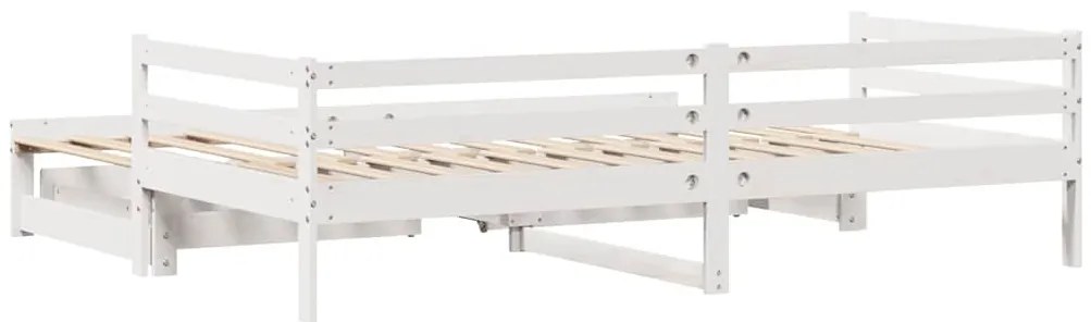fehér kihúzható heverő fiókokkal matrac nélkül 80 x 200 cm