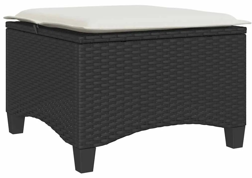 2 db fekete polirattan kerti székek párnákkal 55x55x36 cm