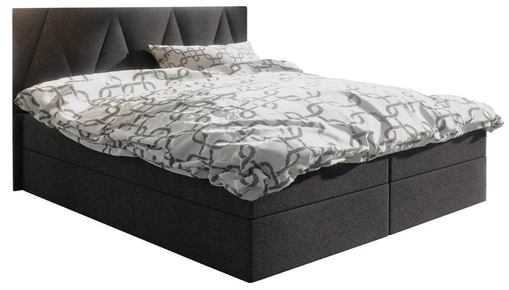 Franciaágy  Boxspring 140 cm Fade 3 (fekete) (matraccal és tárolóhellyel). 1046505