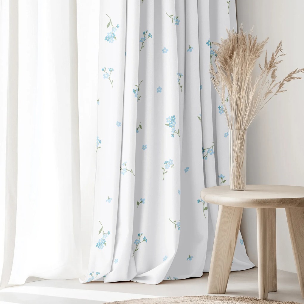 Goldea pamut függöny - nefelejcsek 160x150 cm