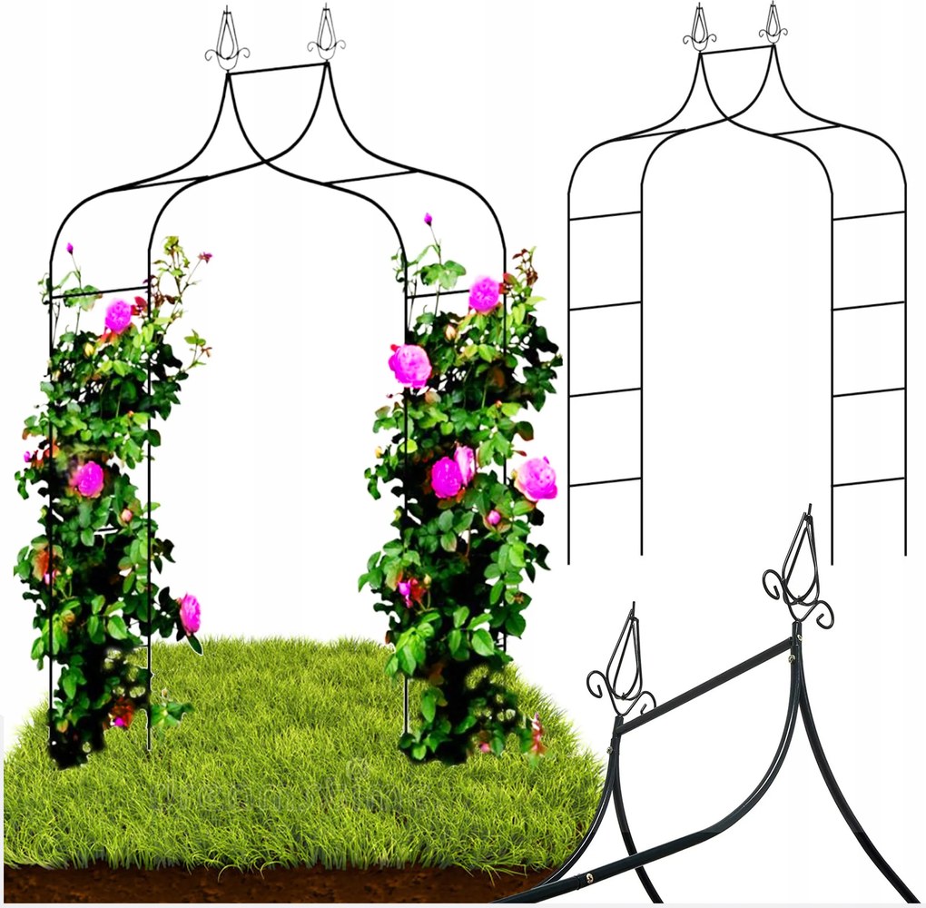 Kerti Pergola Virágtartó Borostyán Rózsa Boltív240 x 150cm Fém