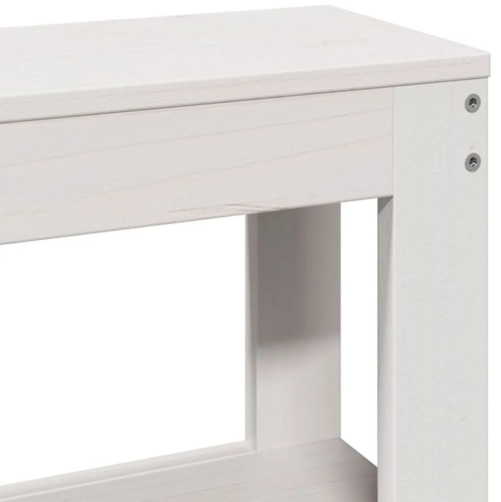 fehér tömör fenyőfa fejtámla polcokkal 160 cm