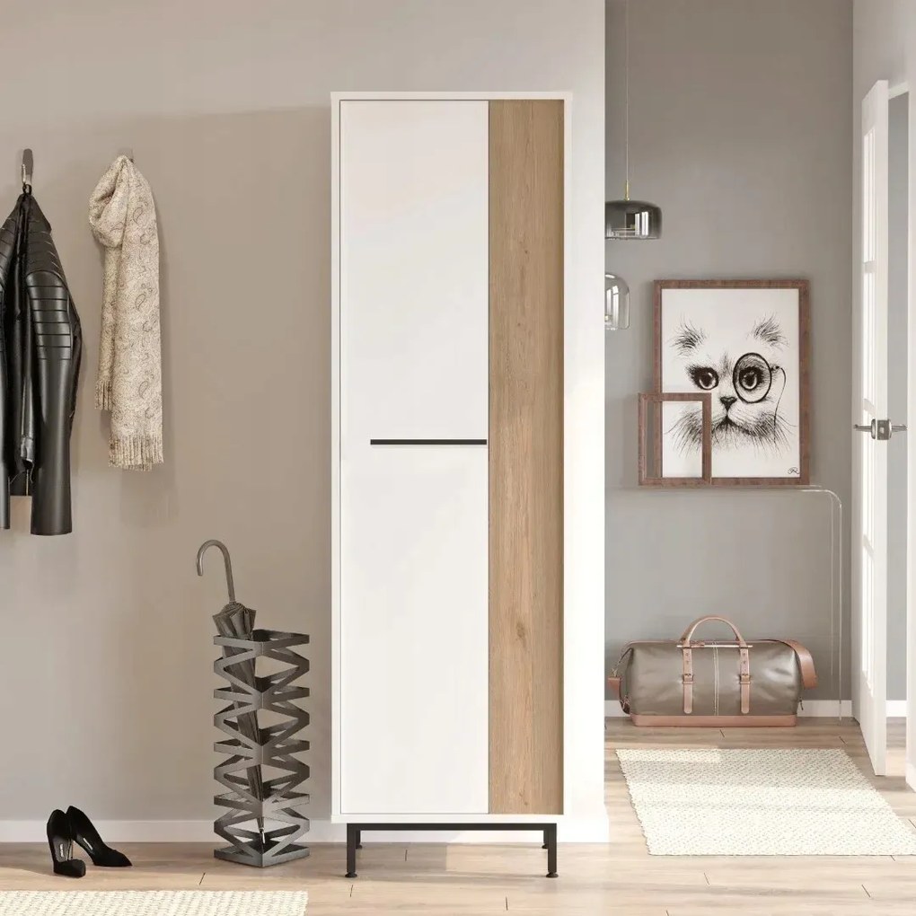 Houseland Artego magas cipőtartó fehér/Castello tölgy