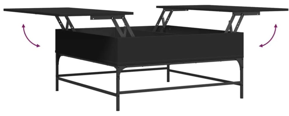 fekete szerelt fa és fém dohányzóasztal 95 x 95 x 45 cm