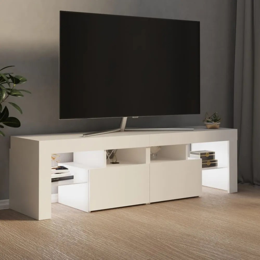 fehér TV-szekrény LED-lámpákkal 140 x 36,5 x 40 cm
