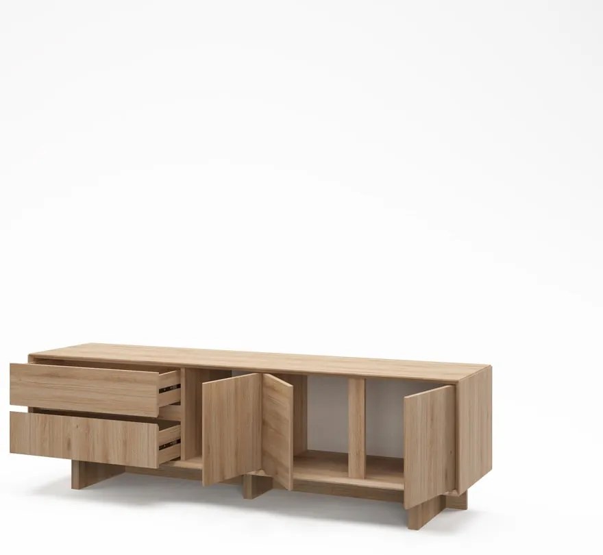 Natúr színű TV-állvány tölgyfa dekorral 180x55x45 cm Carpi – Marckeric