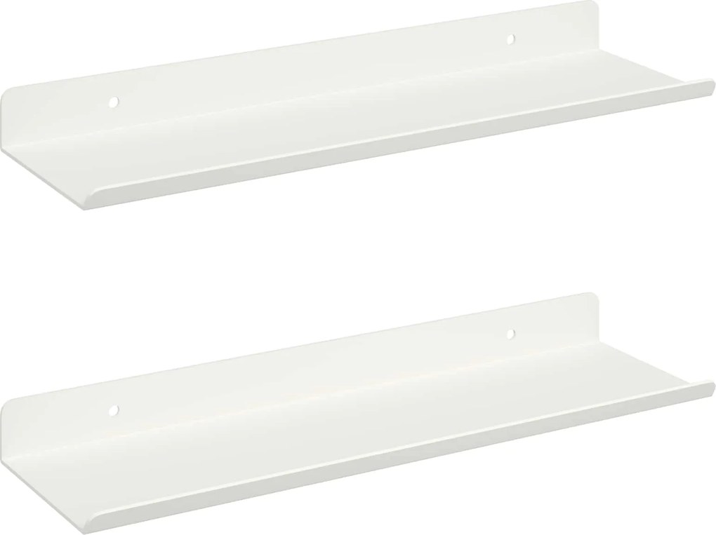 vidaXL Lebegő polc Falra szerelhető 2 pcs Fehér 30 x 9 x 2,5 cm Acél