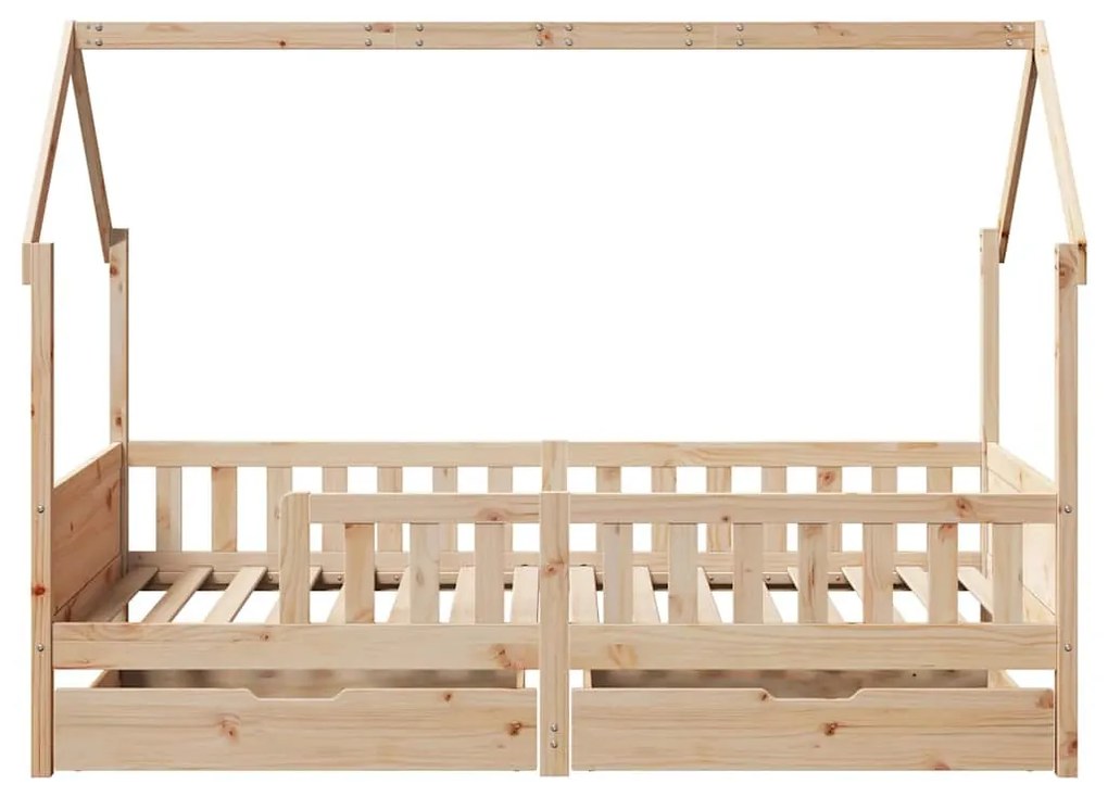 tömör fenyőfa gyerekágykeret fiókokkal 90 x 200 cm