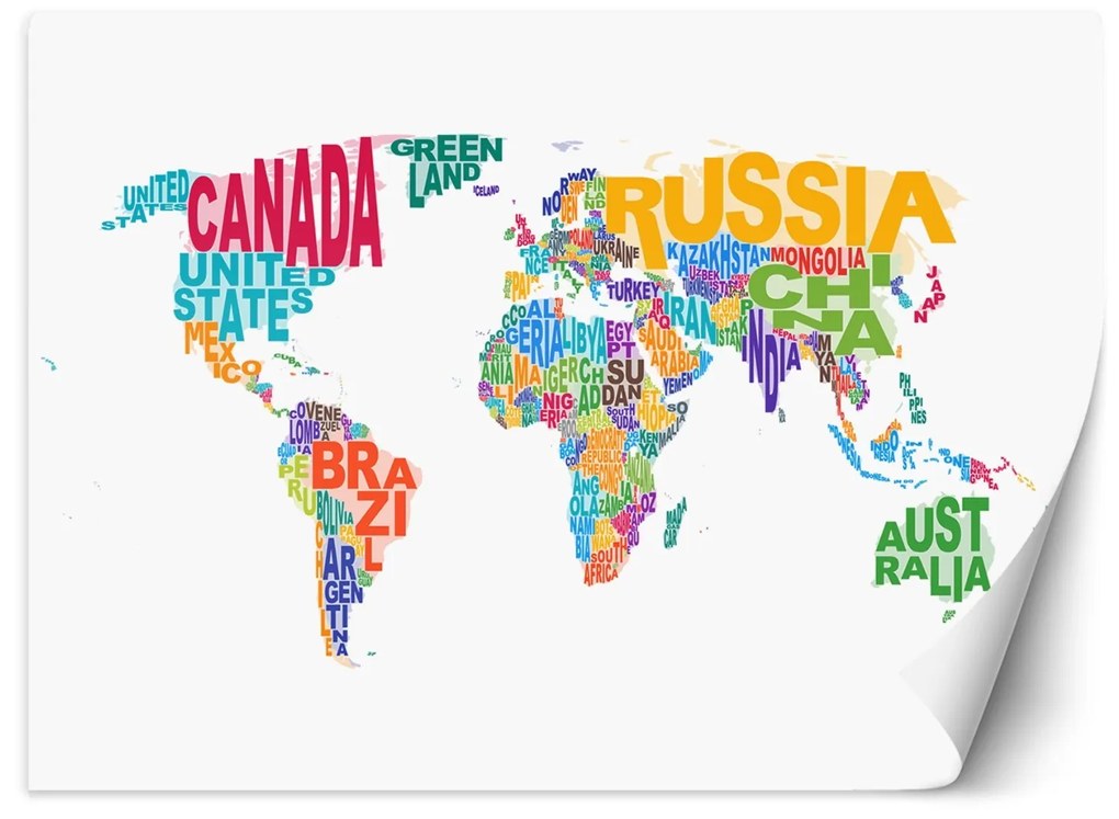 Gario Fotótapéta Világtérkép - színes feliratokkal Anyag: Vlies, Méret: 150 x 105 cm