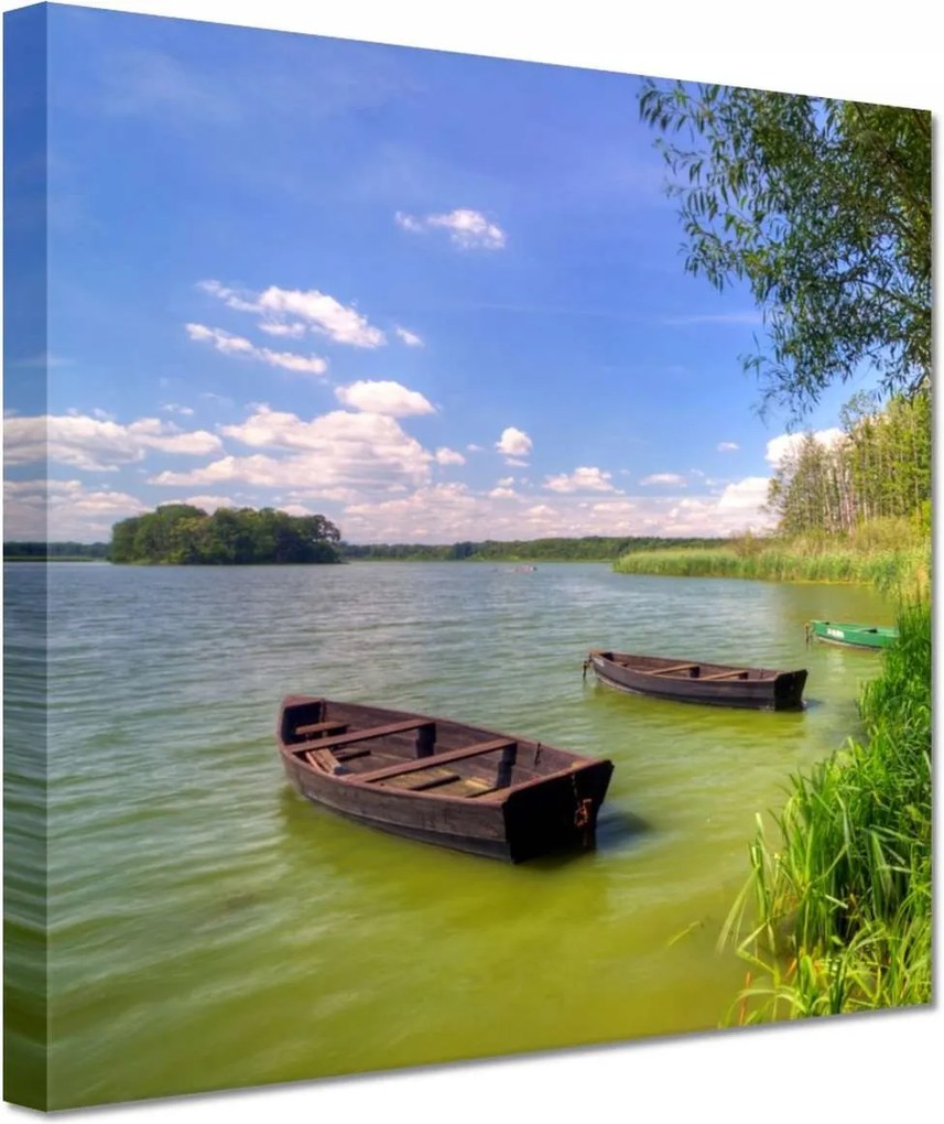 Vászonkép 20x20 Horgászcsónakok Tó