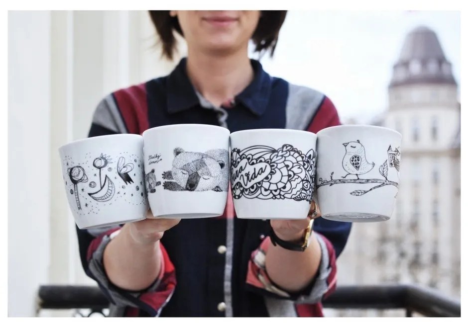 Fehér-fekete bögre 260 ml Pura Vida – Bonami