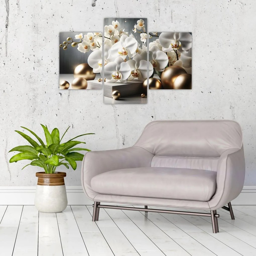 Kép - Orchidea és aranygolyók (90x60 cm)