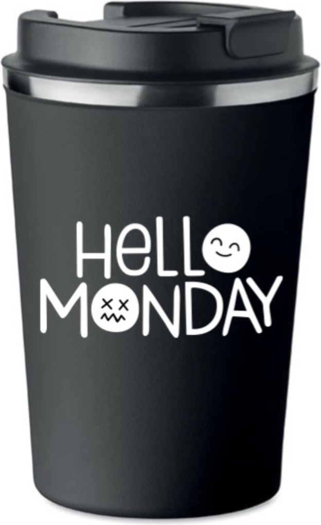 Prémium termo bögre Hello Monday nyomott mintával kávéhoz 350ml 0,35l KT_004
