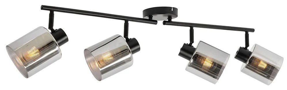 Mennyezeti spotlámpa fekete füstüveggel 4-lámpás állítható - Laura