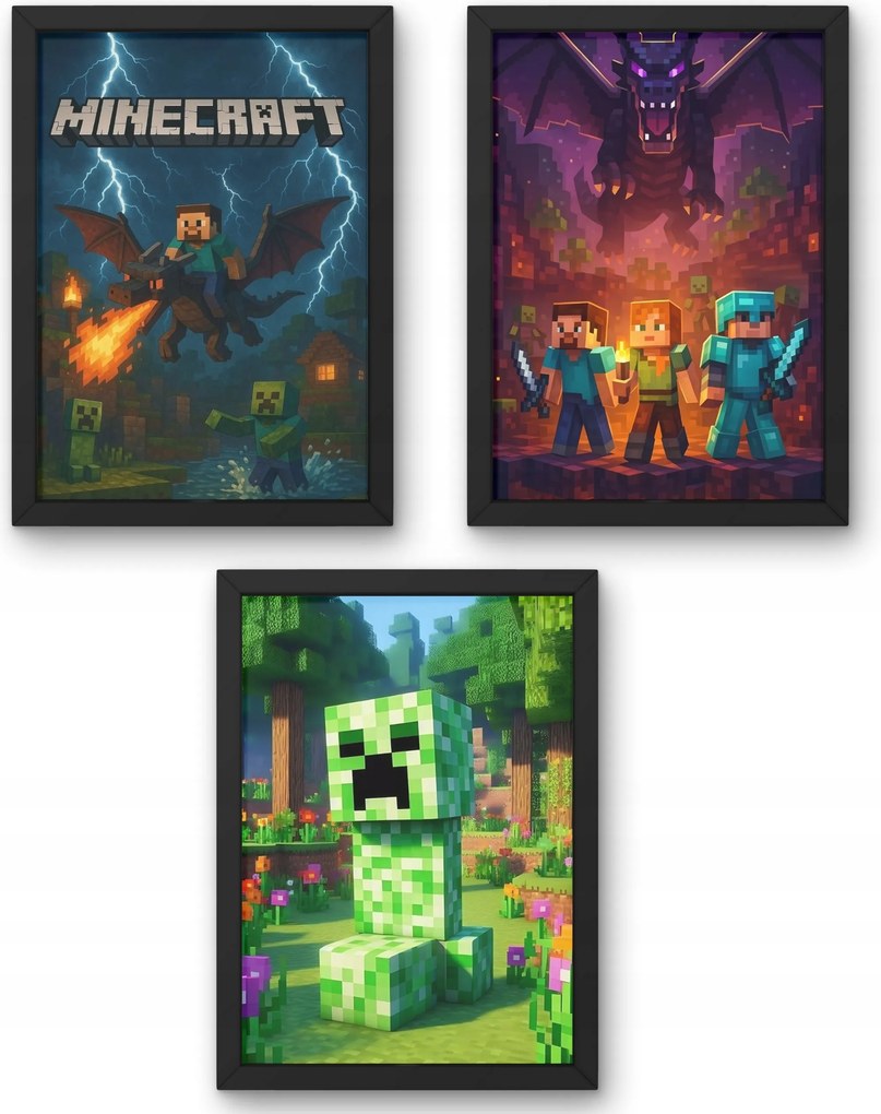 Három darabos Minecraft poszter szett A4-es méretben