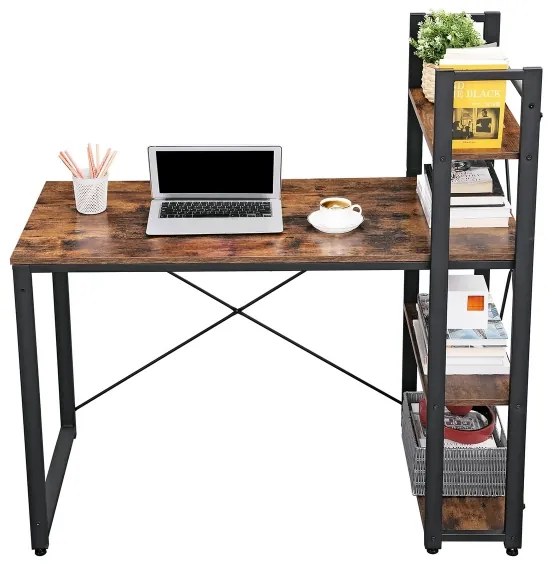 SOLEA barna/fekete íróasztal polcokkal