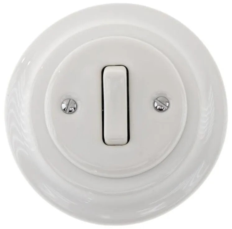 Bohemia-Design - Retro porcelán egyszerű kapcsoló 6-os kerettel, fehér