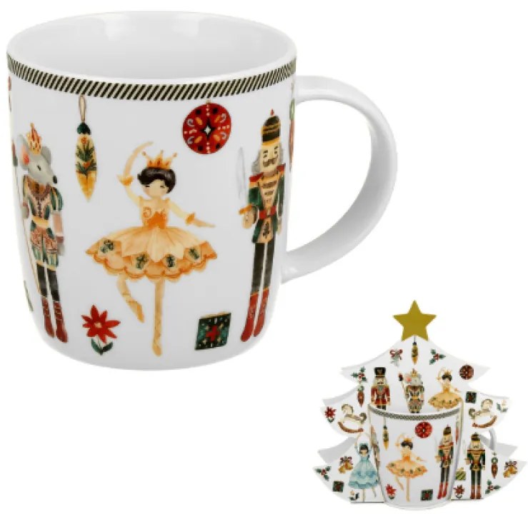 Karácsonyi diótörő Porcelán bögre 400 ml fenyőfa díszcsomagolásban Christmas Nutcracker
