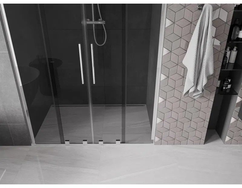 Mexen Velar L Duo, tolózuhanyajtó nyitáshoz 160 cm, 8 mm szürke üveg, króm, 871-160-003-42-01