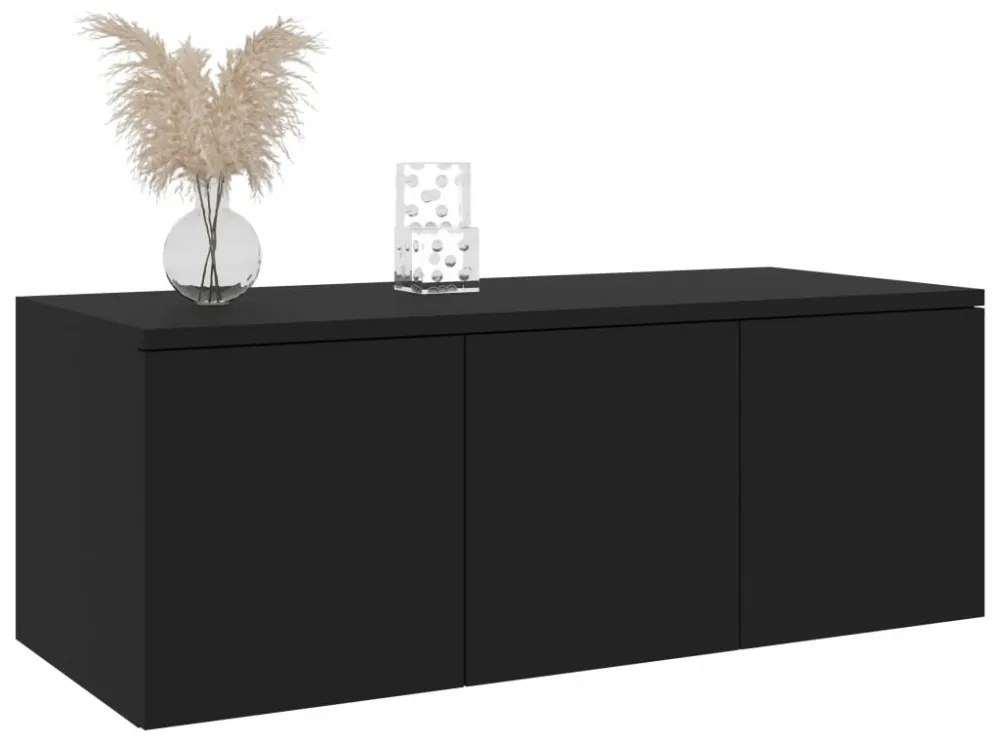 fekete szerelt fa TV-szekrény 80 x 34 x 30 cm