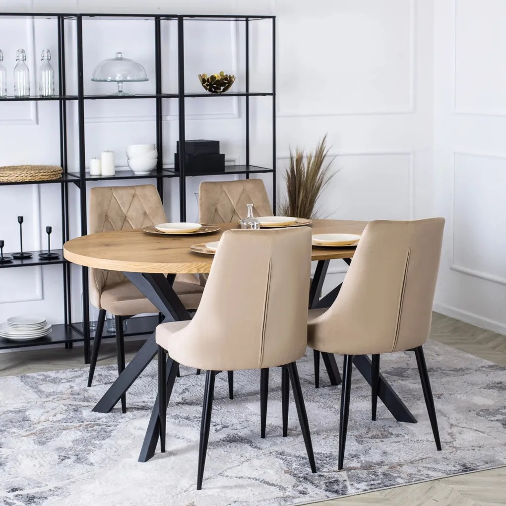 Stół LUKAS Rozkładany 100-250 cm Dąb Złoty/Czarny