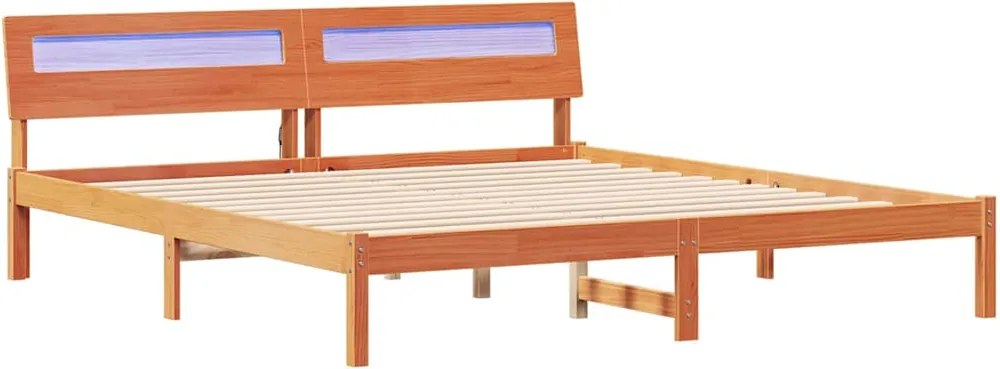 vidaXL Ágykeret fejtámlával Faggyú barna 180 x 200 cm Tömör fenyőfa