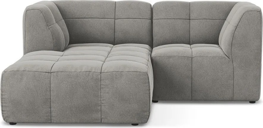 Szürke bársony sarokkanapé (bal oldali-heverő résszel) Aloha – Makamii