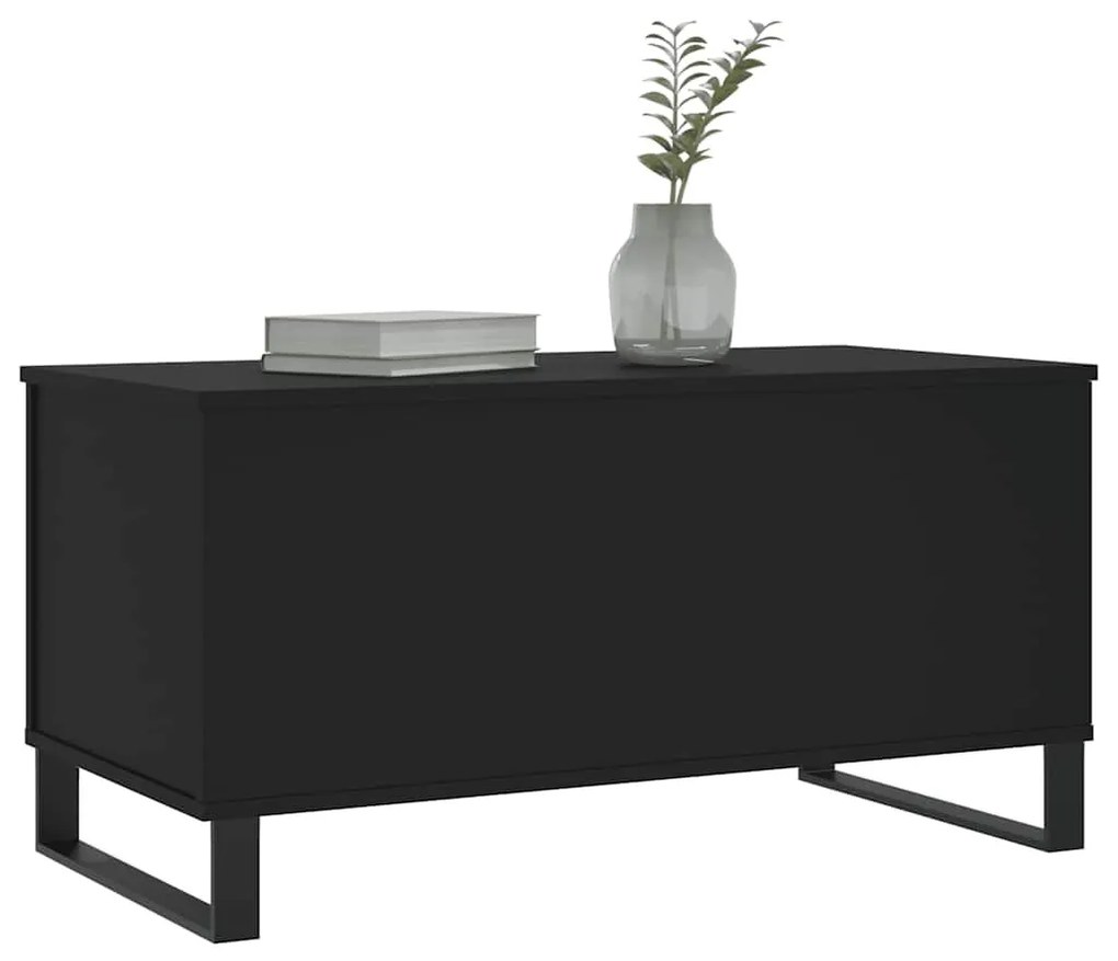 Fekete szerelt fa dohányzóasztal 90x44,5x45 cm