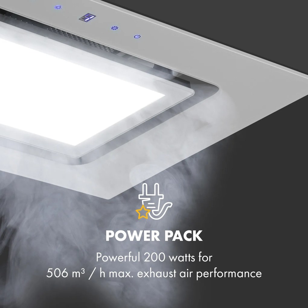 Klarstein Hektor Brilliant Edition, beépíthető páraelszívó, 52 cm, 506 m³/ó, érintőképernyős, fehér