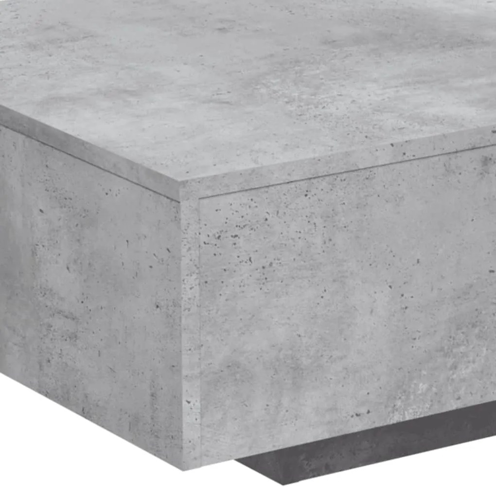 betonszürke dohányzóasztal LED-lámpákkal 85 x 55 x 31 cm