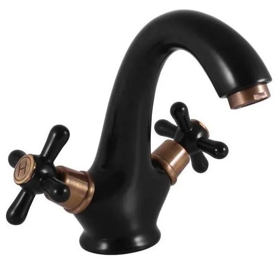 RAV Slezák MK128.0CMATSM - Mosdócsaptelep MORAVA RETRO 16 cm fekete/sárgaréz