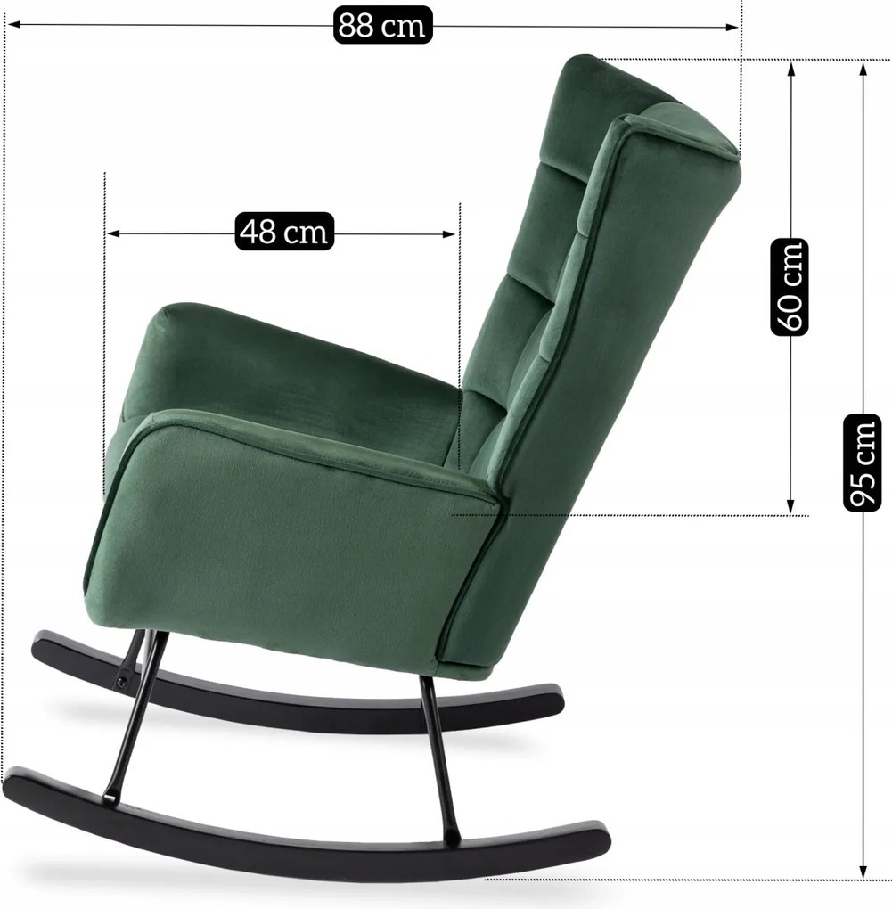 Hintafotel zöld bársony kárpittal – JACKSON