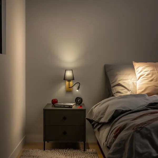 Brilagi - LED Fali lámpa NUBILA WOOD 1xE27/25W/230V + LED/3W tölgy/fekete