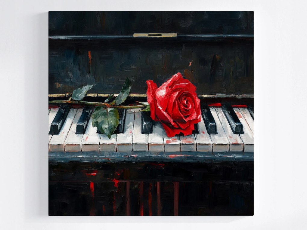Canvas Vászonkép Zene Művészet Zongora Virág Rózsa 40x40
