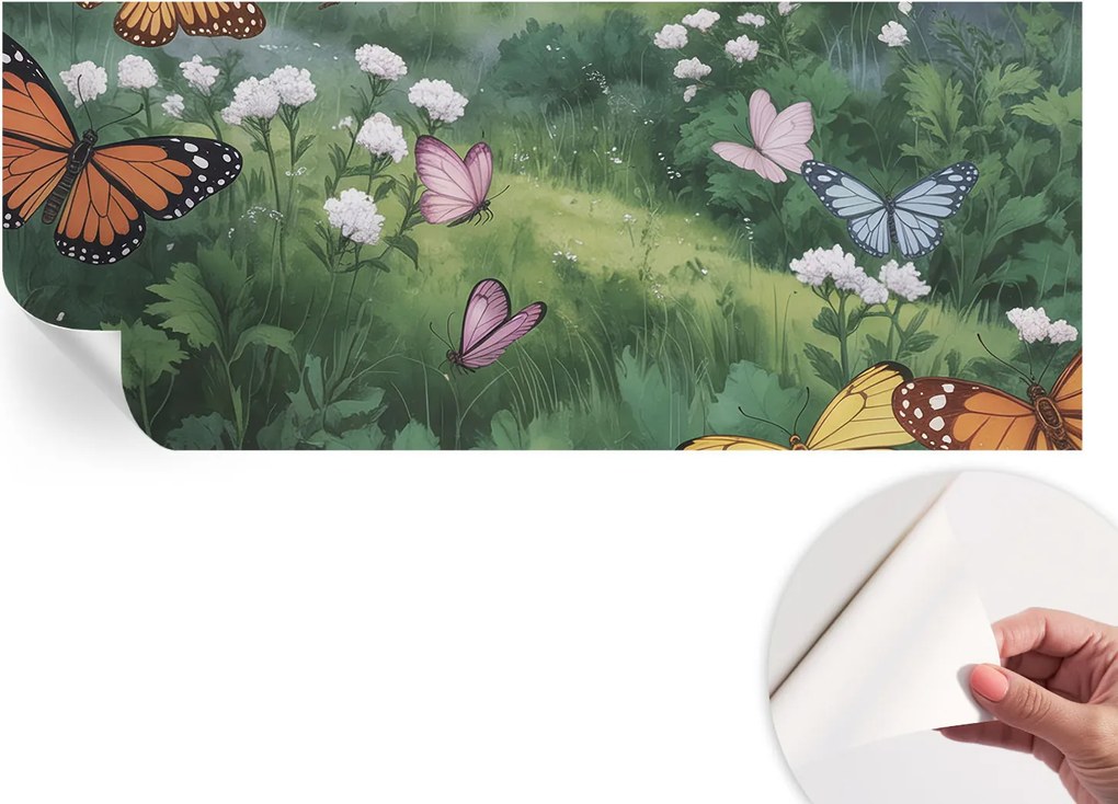 Fotótapéta Fali tapéta Hálószobába és Nappaliba Pillangók a réten 250x104 cm