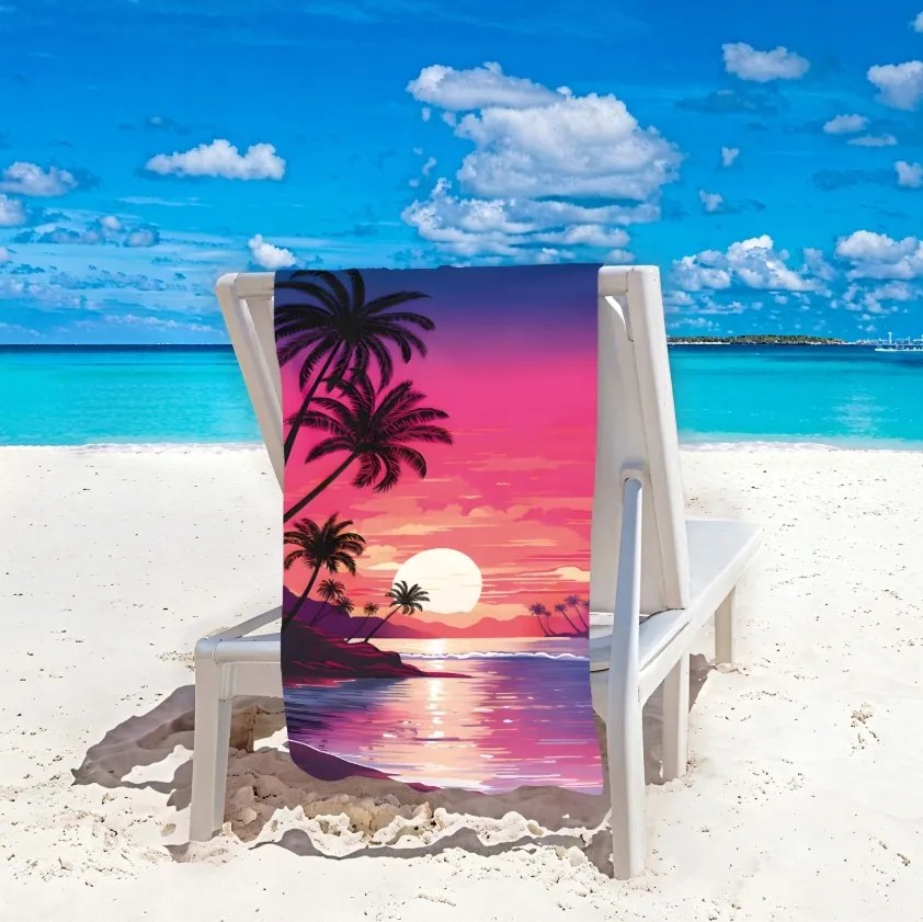 Strandtörölköző TAHITI 100x180 cm lila, 100% mikroszálas