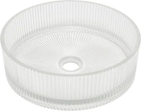 Pultba süllyeszthető mosdó SAT Purity 36x36 cm víztiszta csaptelep furat nélkül, túlfolyó nélkül SATGLA3636PT
