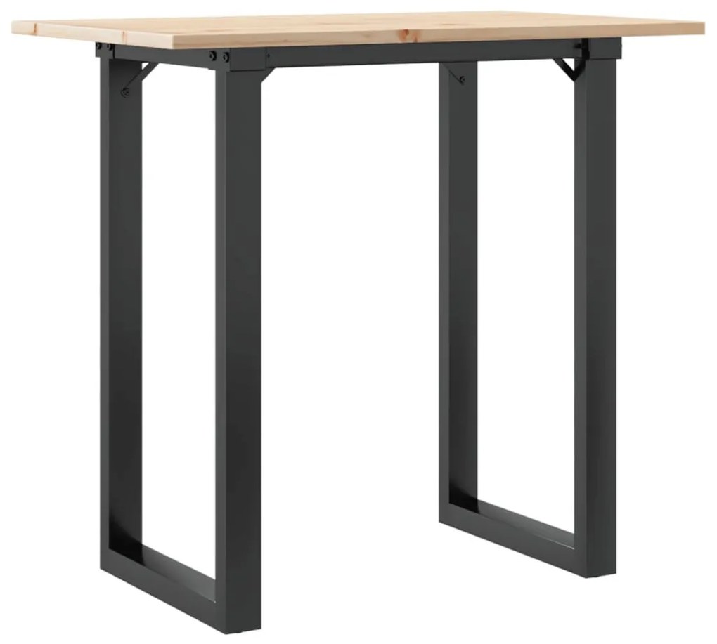 tömör fenyőfa és acél étkezőasztal O-vázzal 80x50x75 cm