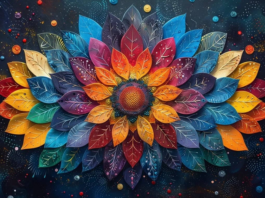 Canvas Vászonkép Színes Levelek Mandala Dekoráció Absztrakt 80x60