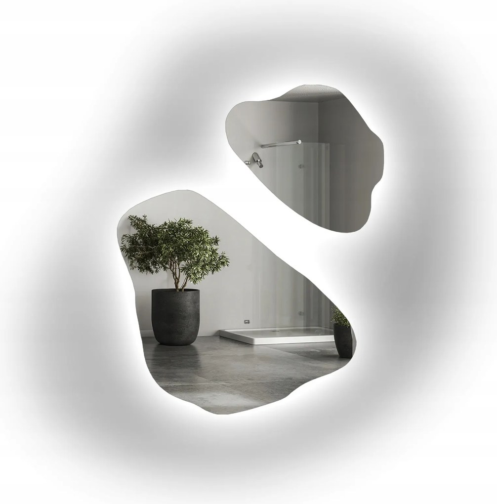 Morion szabálytalan tükör szett Led háttérvilágítással 110x136