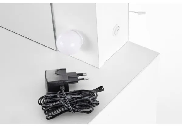 Sminkasztal LED-világítással HOLLYWOOD 140x94 cm fehér