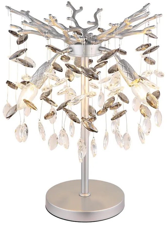 Globo 64138TS - QUEENA asztali lámpa 3x E14/40W/230V, ezüstszínű