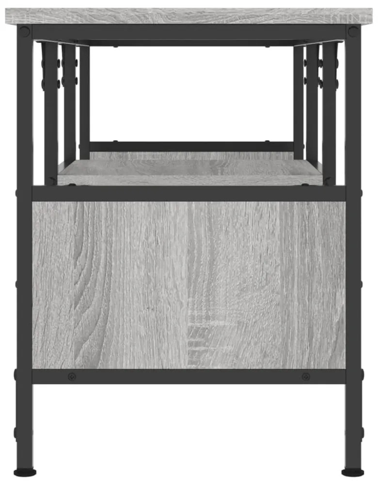 szürke sonoma színű szerelt fa és vas TV-szekrény 100x35x45 cm