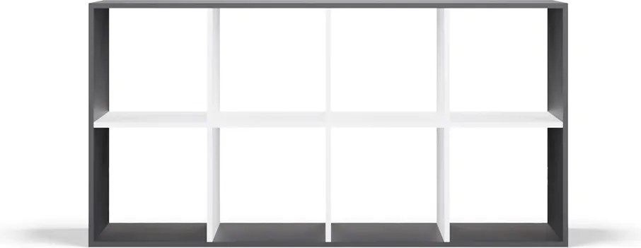 Malax 2x4 polc, 147x75x30 cm, antracit-fehér