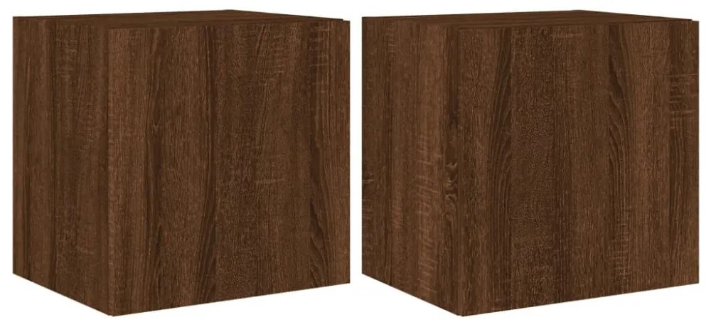 2 db barna tölgyszínű fali TV-szekrény LED-del 40,5x35x40 cm