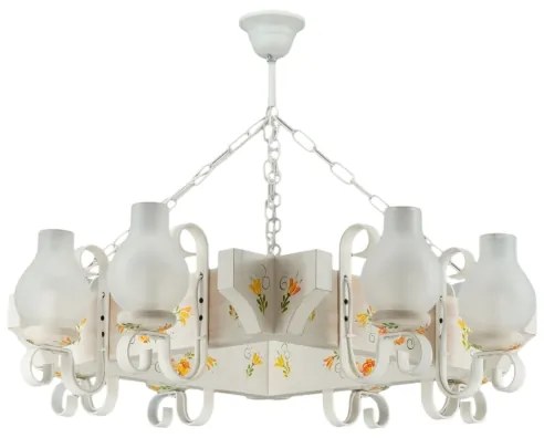 Brilagi - Láncos csillár QUEEN 8xE14/40W/230V bükk/krémszínű